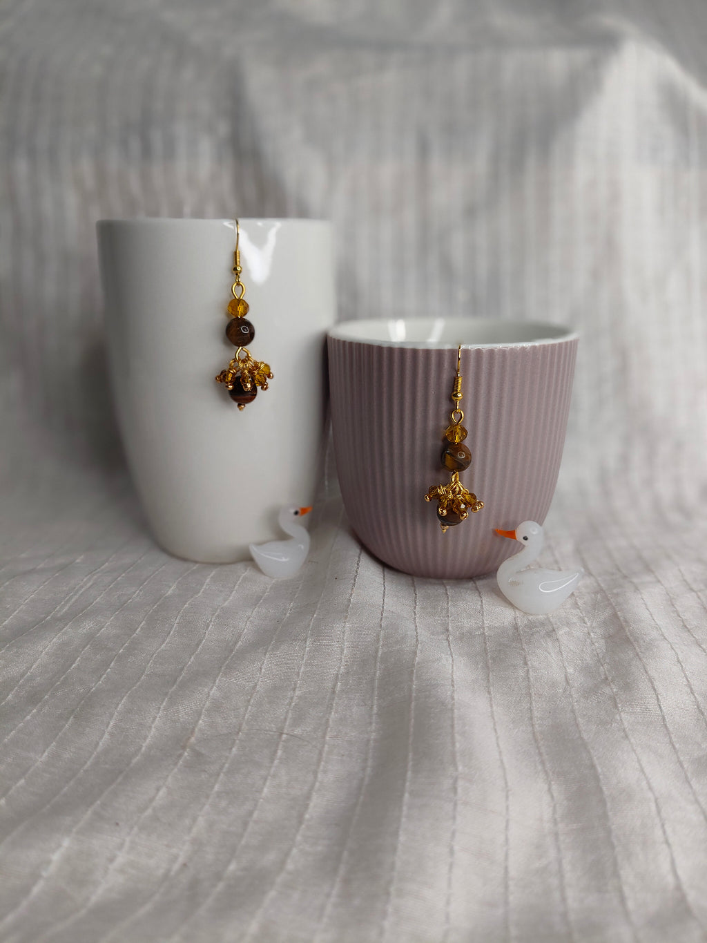 Tiger-Eye Ethnic Minimal Earrings