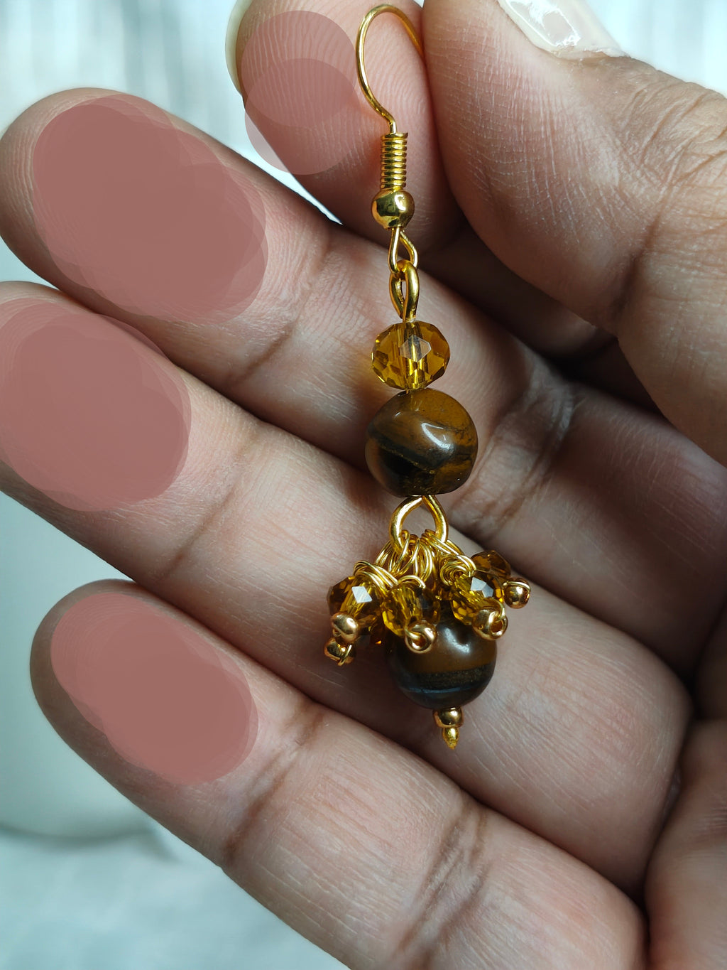Tiger-Eye Ethnic Minimal Earrings