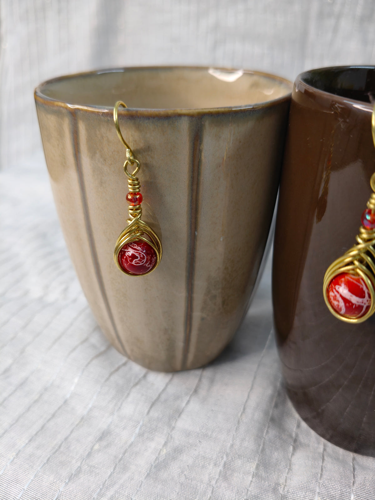 Fiery Marble Earrings