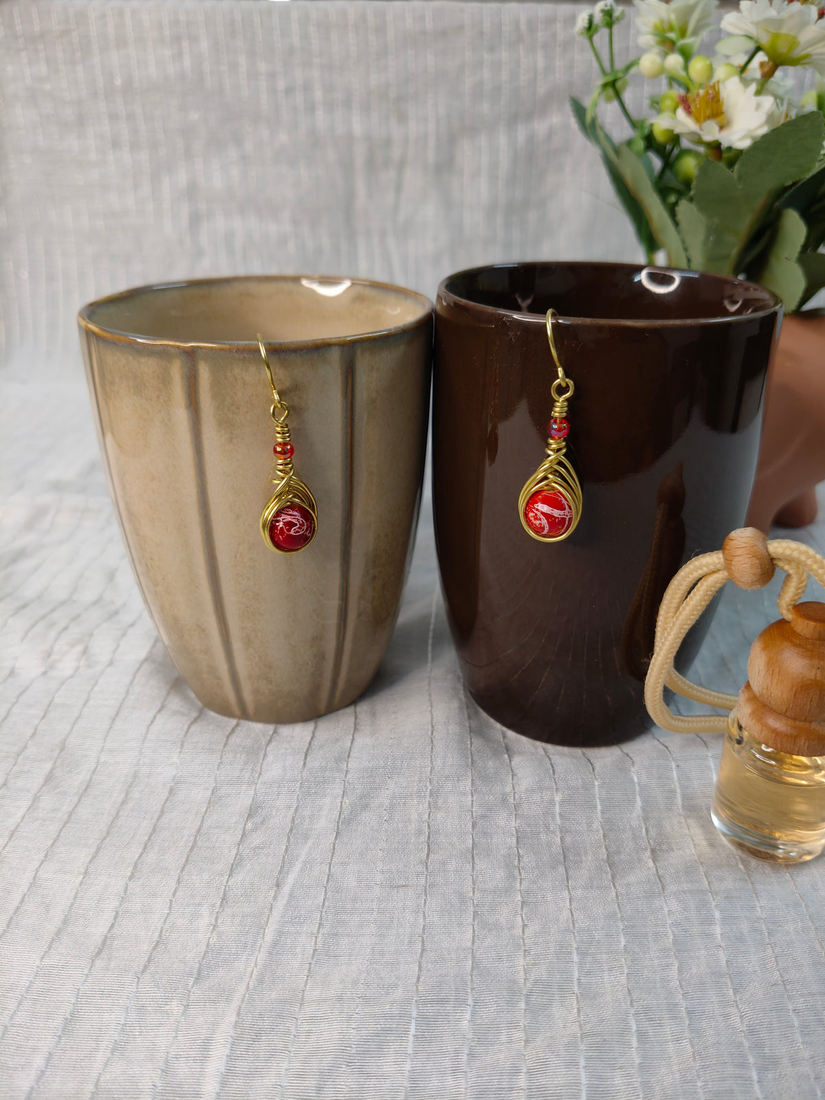 Fiery Marble Earrings