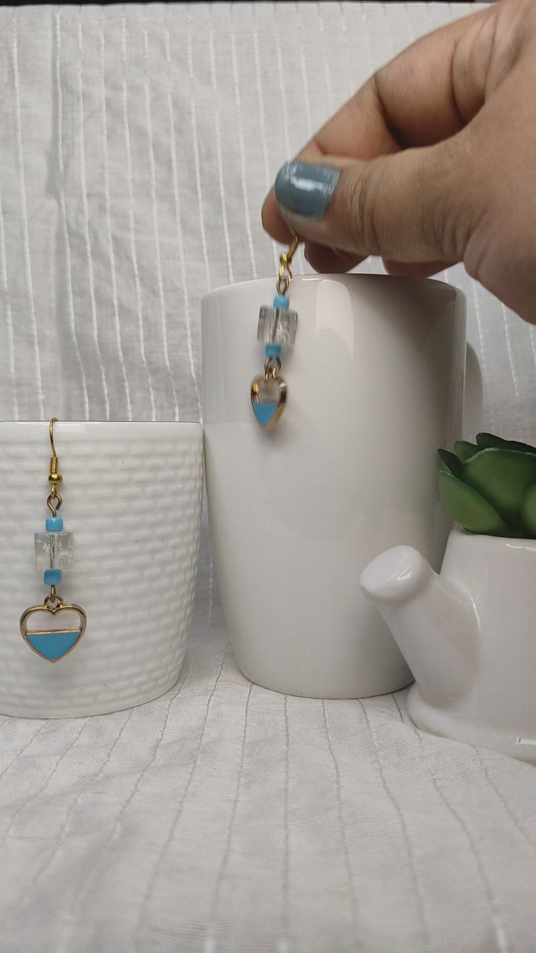 Blue hearts earrings