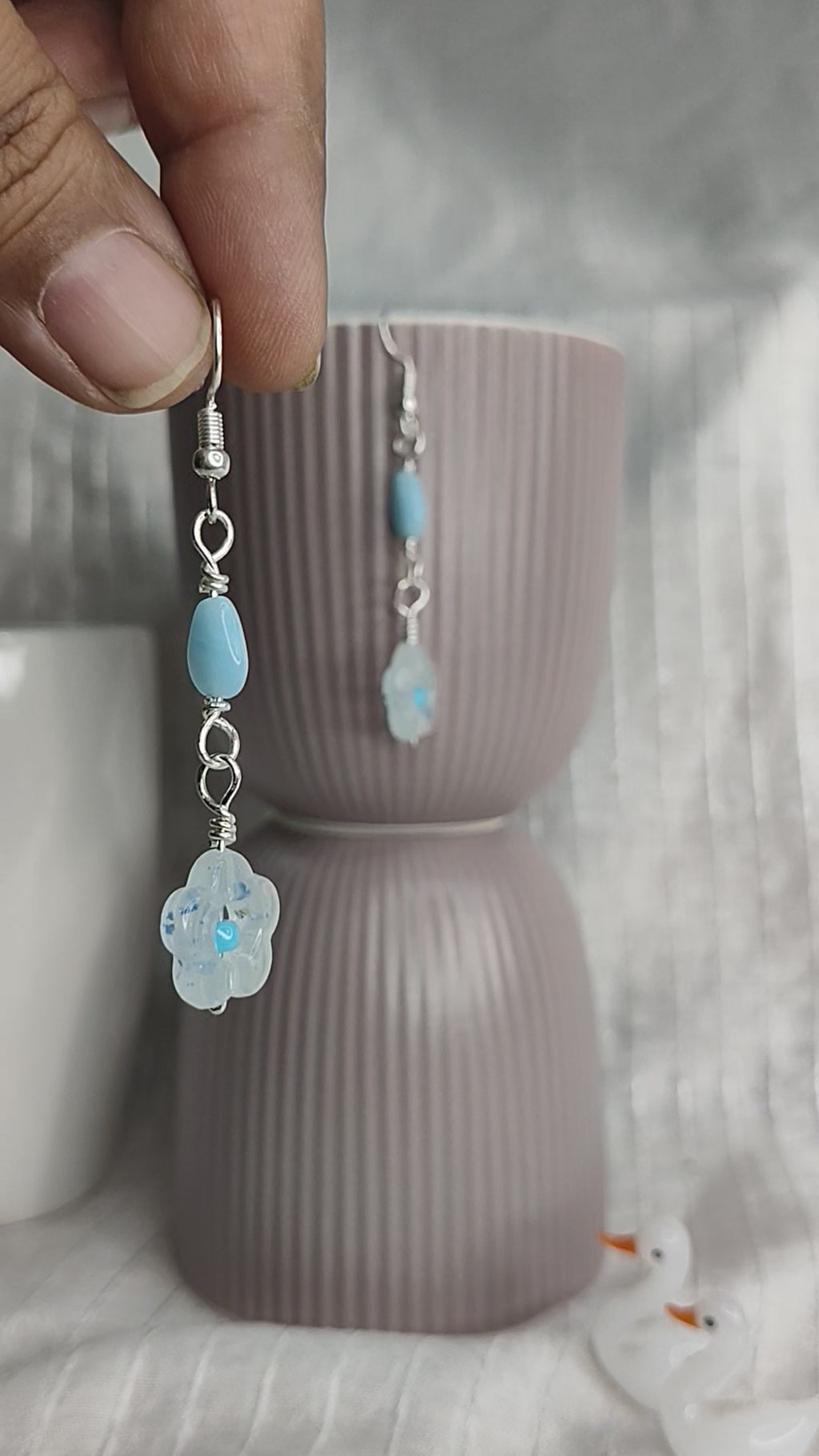 Flower power blue earrings