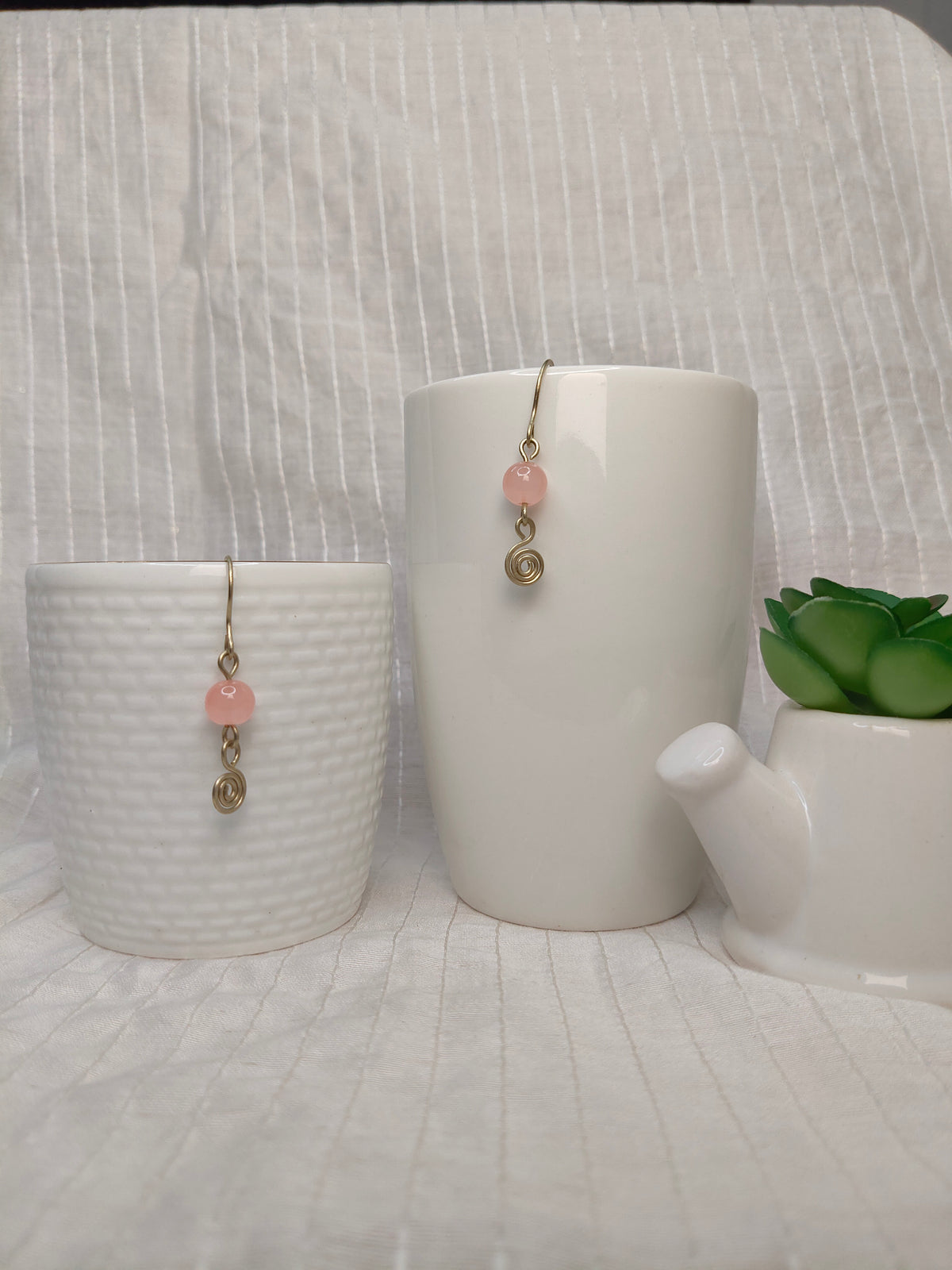 Peach Spiral Earrings