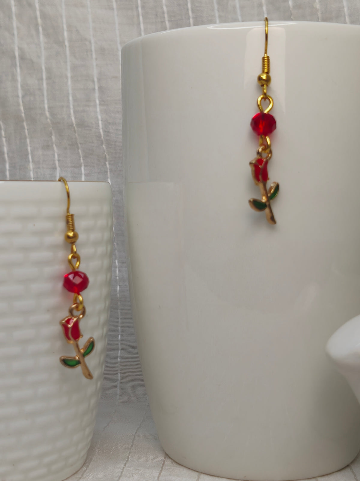 Red rose earrings