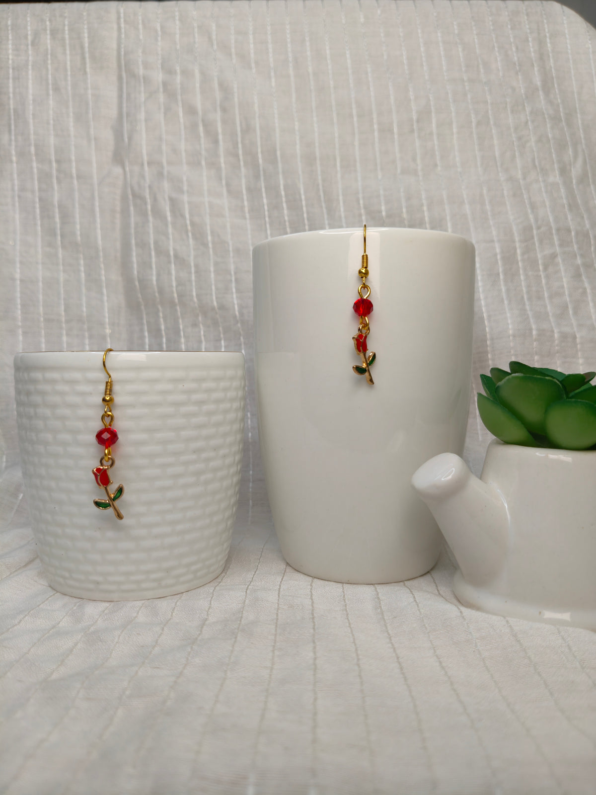 Red rose earrings