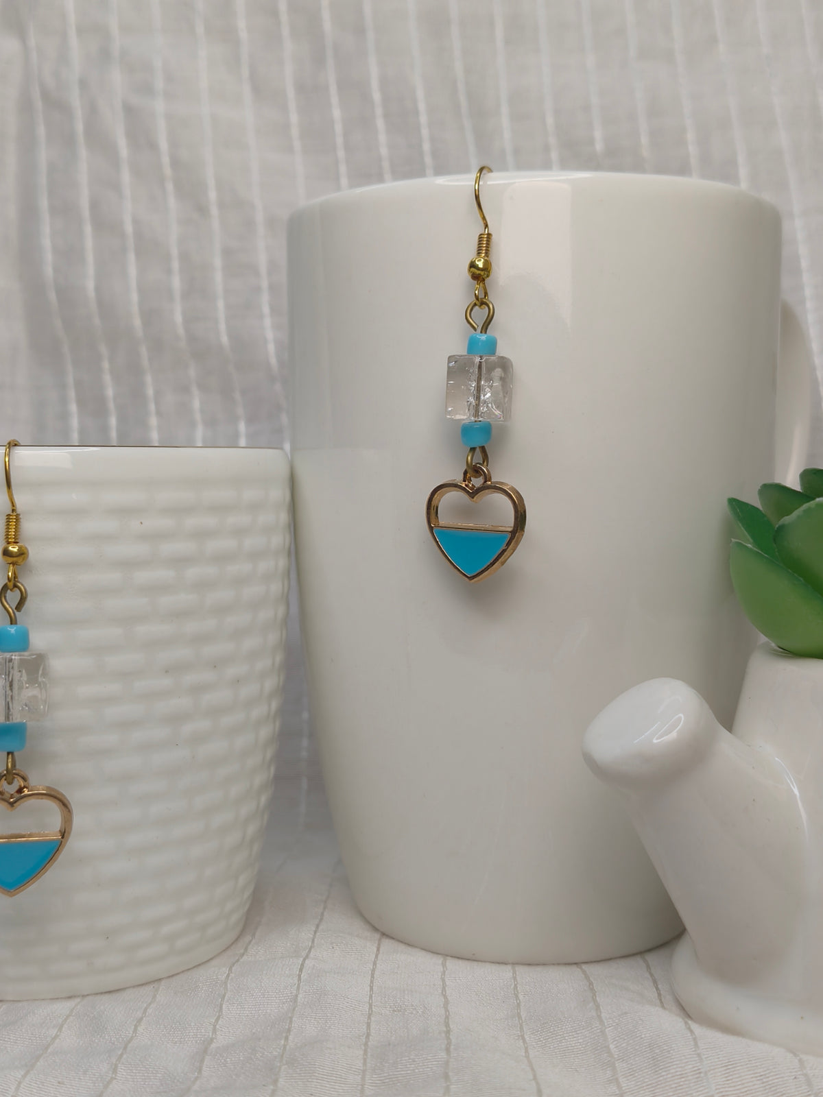 Blue hearts earrings