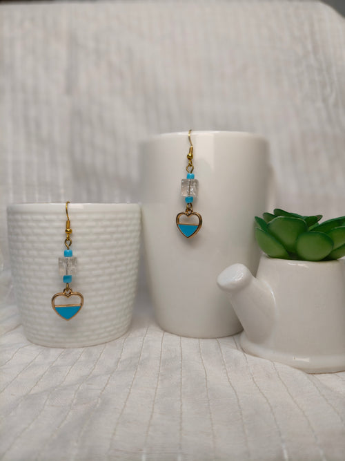 Blue hearts earrings